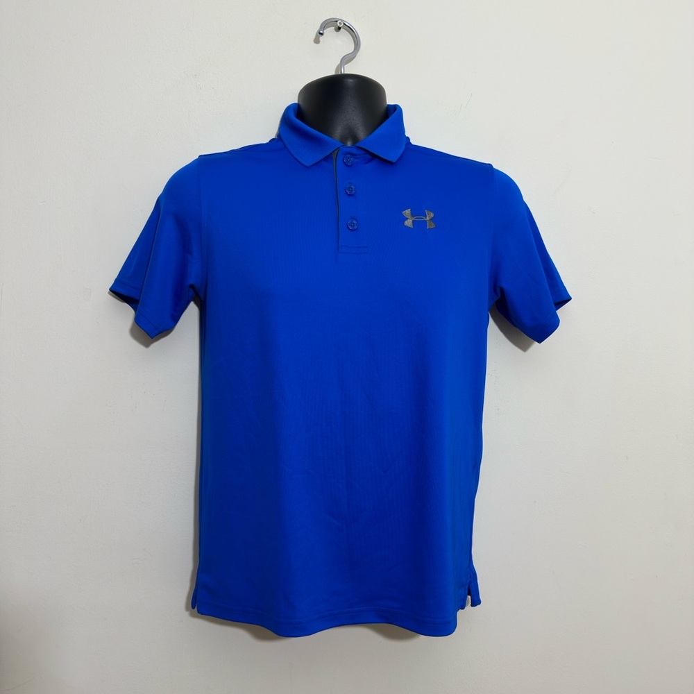 Under Armour Youth Large (YLG / 14–16) HeatGear Tech Split Polo Shirt Blue